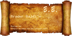 Brader Baján névjegykártya